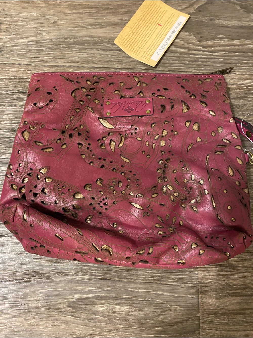Patricia Nash Rose & Gold Cutout Floral Wristlet with Metallic Underlay - Picture 3 of 4